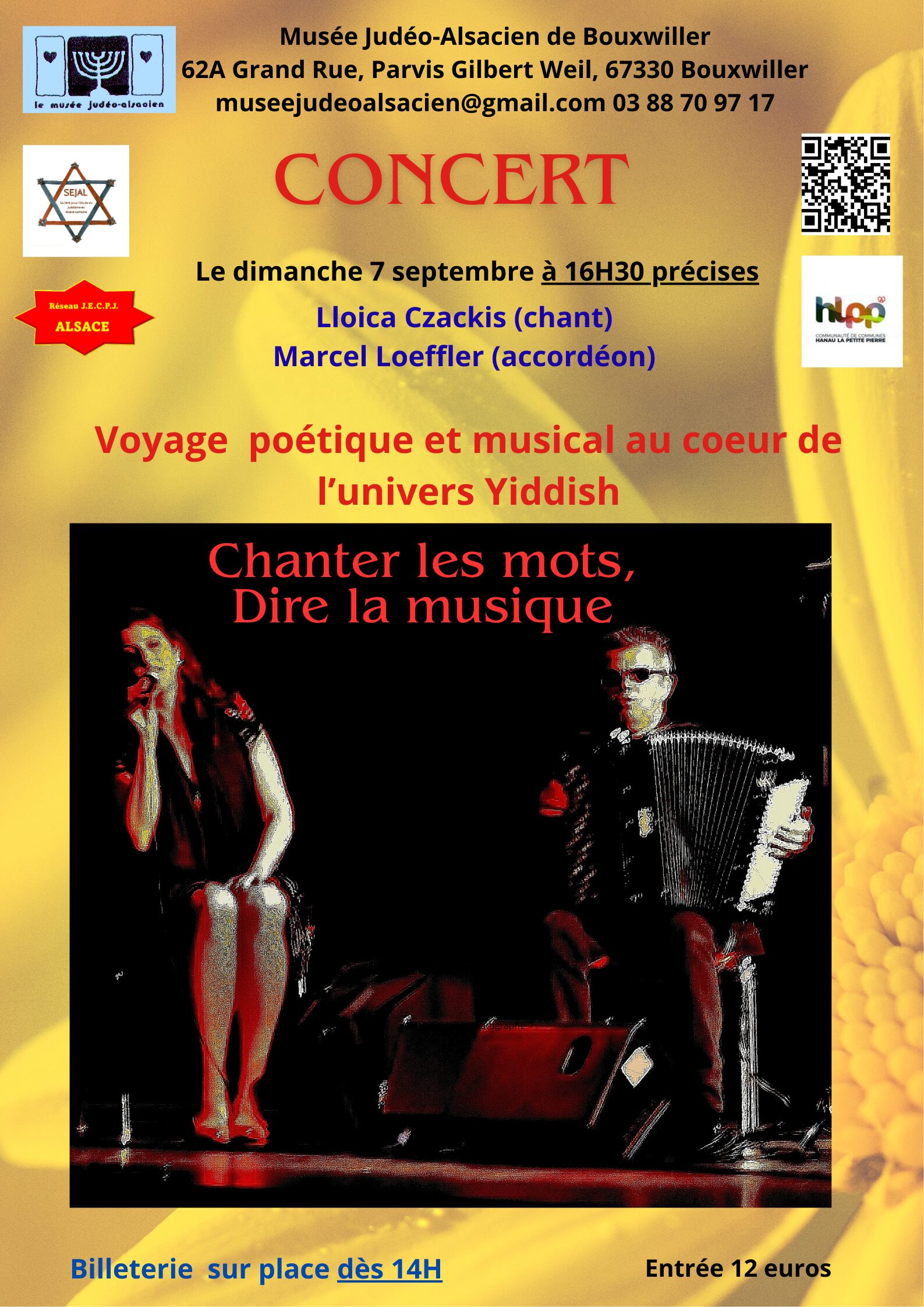 Concert Lloica Czackis(chant) Marcel Loeffler(accordéon) “Chanter les mots, Dire la musique” Voyage poétique et musical au coeur de l’univers yiddish (1)