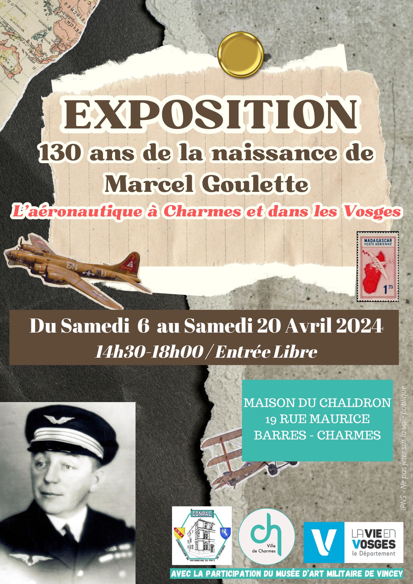 Affiche expositon aviation Charmes 2024