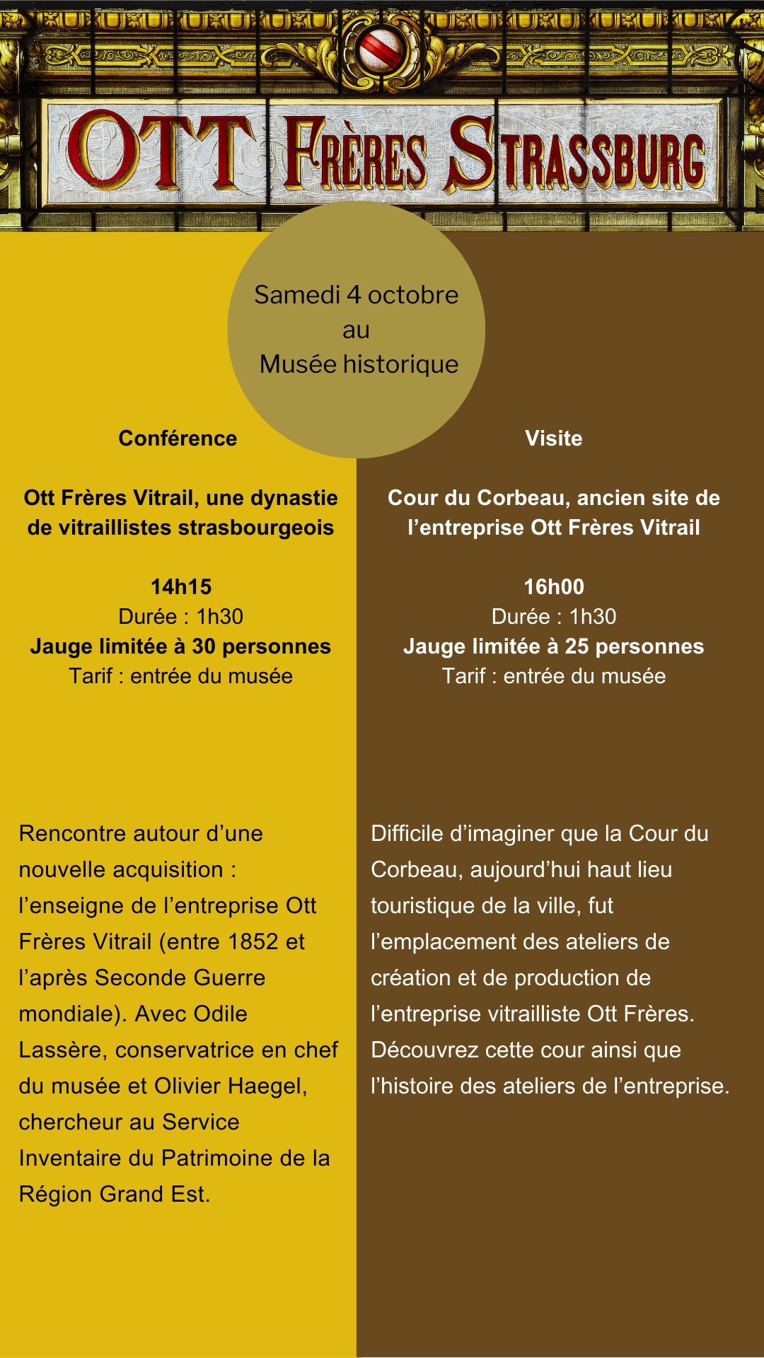 Samedi 4 octobre au Musée historique