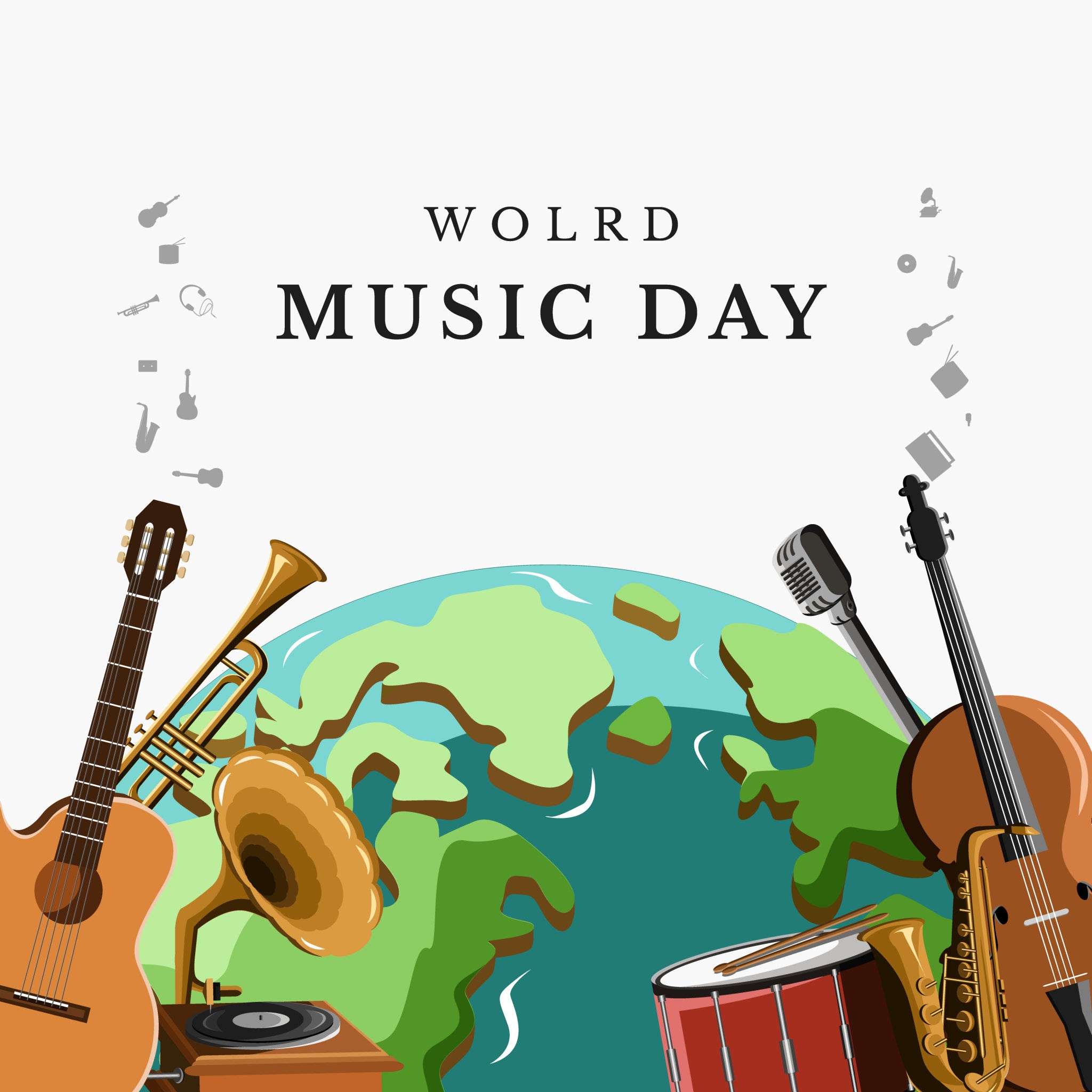 World music day, image design for theme music style vector art